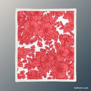 Wild Scarlet Flowers Pattern Sherpa Fleece Blanket 1