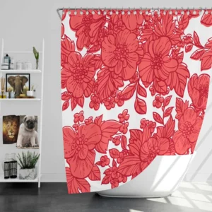 Wild Scarlet Flowers Pattern Shower Curtain