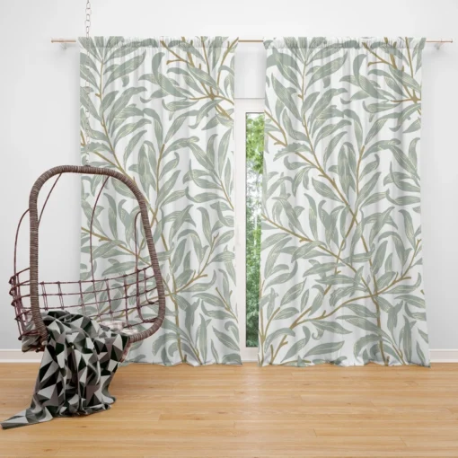 Willow Leaves Nature Pattern Curtain