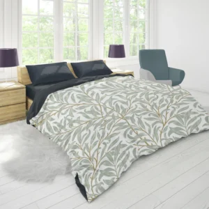 Willow Leaves Nature Pattern Duvet Cover 1