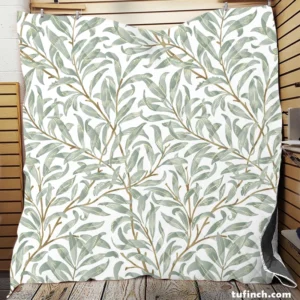 Willow Leaves Nature Pattern Quilt Blanket