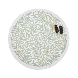 Willow Leaves Nature Pattern Round Beach Towel