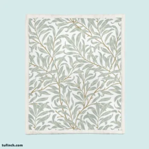 Willow Leaves Nature Pattern Sherpa Fleece Blanket 1