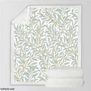 Willow Leaves Nature Pattern Sherpa Fleece Blanket