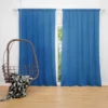 Windows Blue Solid Color Curtain