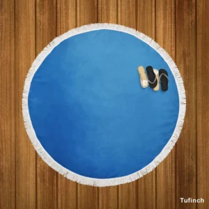 Windows Blue Solid Color Round Beach Towel