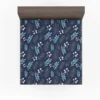 Winter Leaves Berries In Blue Fitted Sheet