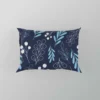 Winter Leaves Berries In Blue Pillow Case