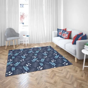 Winter Leaves Berries In Blue Rug 2