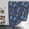 Winter Leaves Berries In Blue Shower Curtain