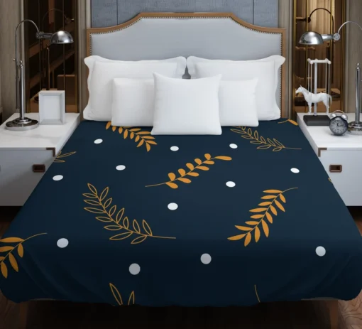 Winter Night Leaves Duvet Cover