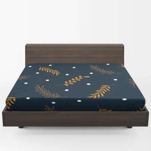 Winter Night Leaves Fitted Sheet 1