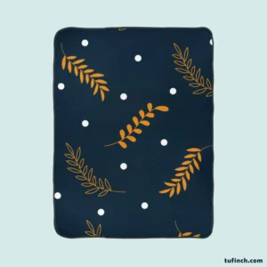 Winter Night Leaves Fleece Blanket 1