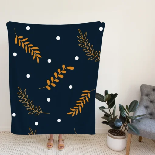 Winter Night Leaves Fleece Blanket