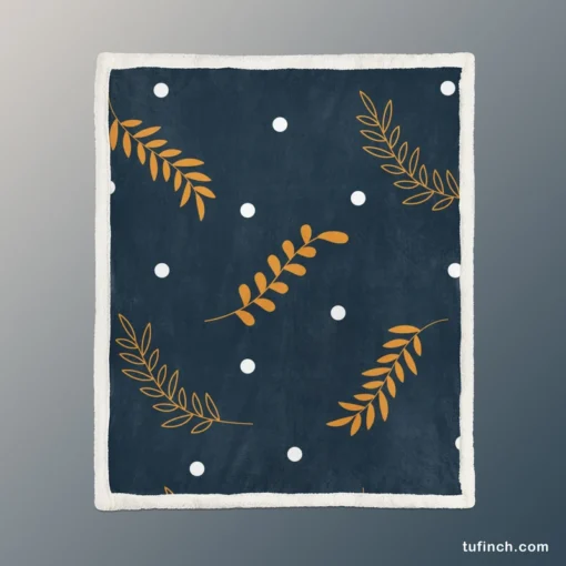 Winter Night Leaves Sherpa Fleece Blanket 1