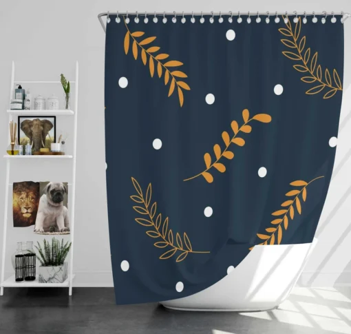 Winter Night Leaves Shower Curtain