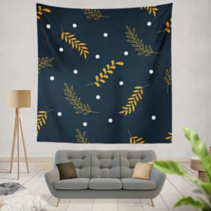 Winter Night Leaves Wall Tapestry