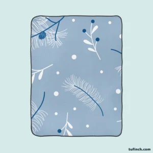 Winter Pampas Grass Pine Tree Fruit Fleece Blanket 1