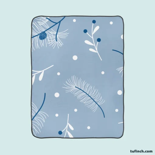 Winter Pampas Grass Pine Tree Fruit Fleece Blanket 1