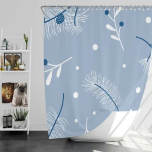 Winter Pampas Grass Pine Tree Fruit Shower Curtain