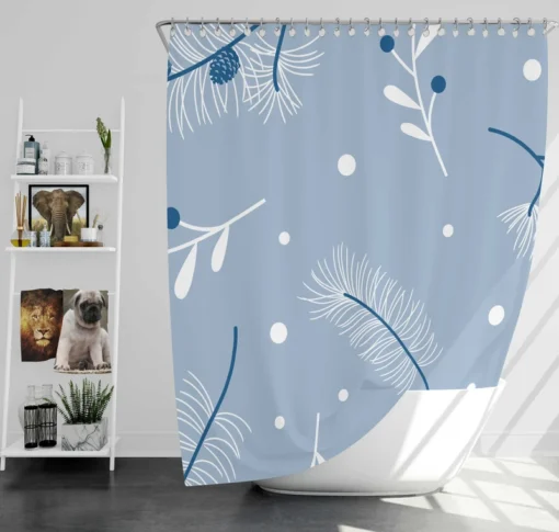 Winter Pampas Grass Pine Tree Fruit Shower Curtain