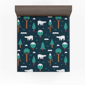 Winter Pattern with Polar Bears and Trees Fitted Sheet