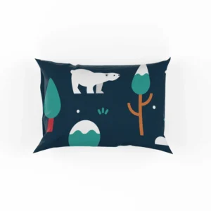 Winter Pattern with Polar Bears and Trees Pillow Case