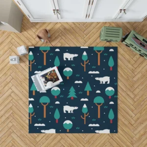 Winter Pattern with Polar Bears and Trees Rug