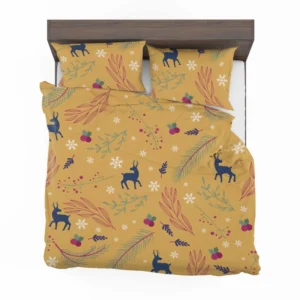 Winter Reindeer Blue Pattern Bedding Set 1