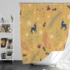 Winter Reindeer Blue Pattern Shower Curtain