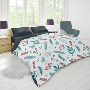 Winter Seasonal Candy Red Viburnum Duvet Cover 1