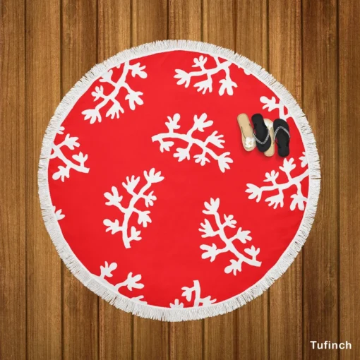 Winter Seasonal Pattern Round Beach Towel