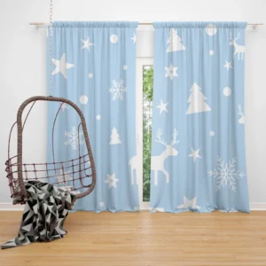 Winter Seasonal Reindeer Pattern Curtain