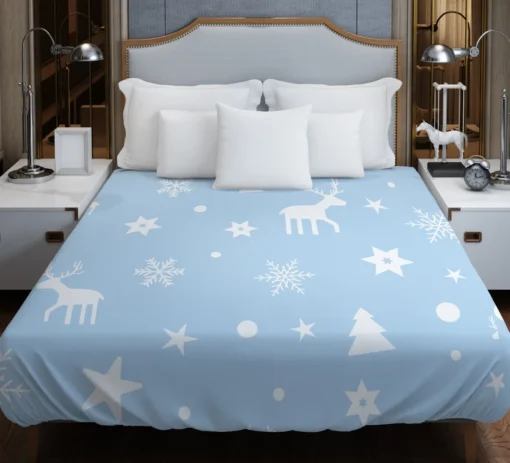 Winter Seasonal Reindeer Pattern Duvet Cover