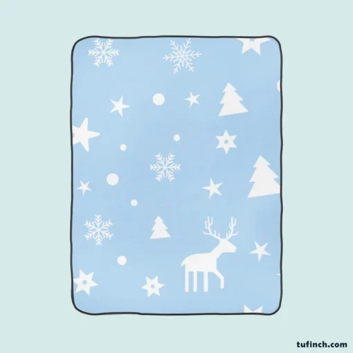 Winter Seasonal Reindeer Pattern Fleece Blanket 1