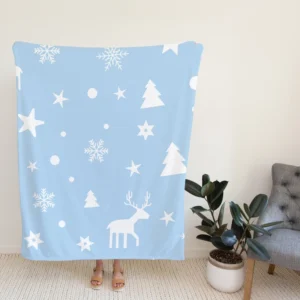 Winter Seasonal Reindeer Pattern Fleece Blanket