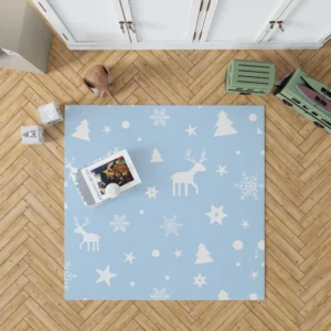 Winter Seasonal Reindeer Pattern Rug