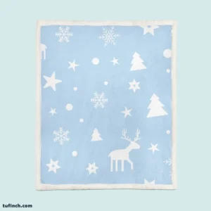 Winter Seasonal Reindeer Pattern Sherpa Fleece Blanket 1