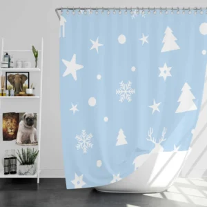 Winter Seasonal Reindeer Pattern Shower Curtain