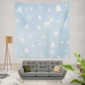 Winter Seasonal Reindeer Pattern Wall Tapestry