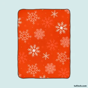 Winter Snowflakes In Orange Background Fleece Blanket 1