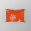 Winter Snowflakes In Orange Background Pillow Case