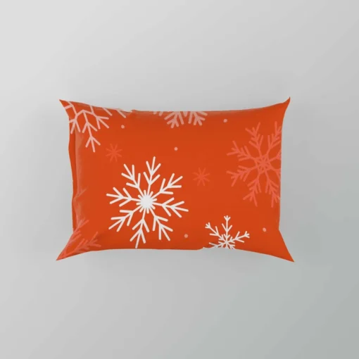 Winter Snowflakes In Orange Background Pillow Case