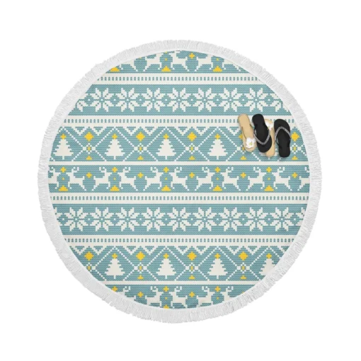 Winter Sweater Knitted Pattern Round Beach Towel