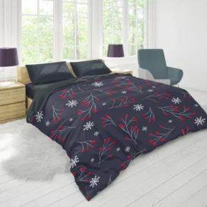 Winter Viburnum Pattern Duvet Cover 1