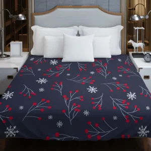 Winter Viburnum Pattern Duvet Cover