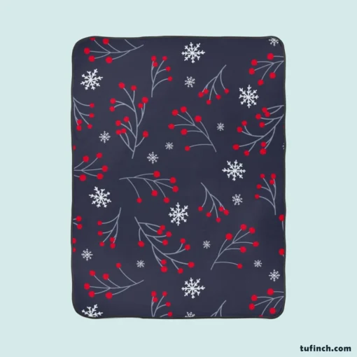 Winter Viburnum Pattern Fleece Blanket 1