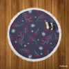 Winter Viburnum Pattern Round Beach Towel