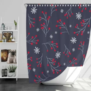 Winter Viburnum Pattern Shower Curtain