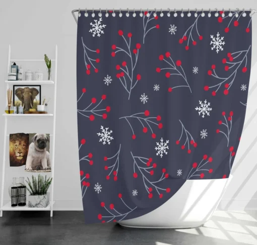 Winter Viburnum Pattern Shower Curtain